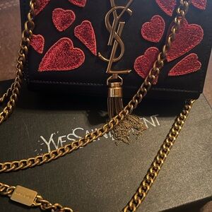 Black Crossbody With Heart Accents